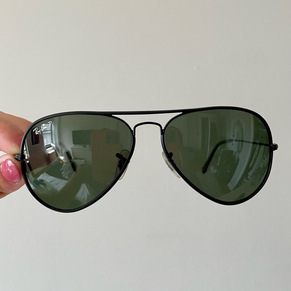 RayBan polarized black aviators - matte black frame with black lenses